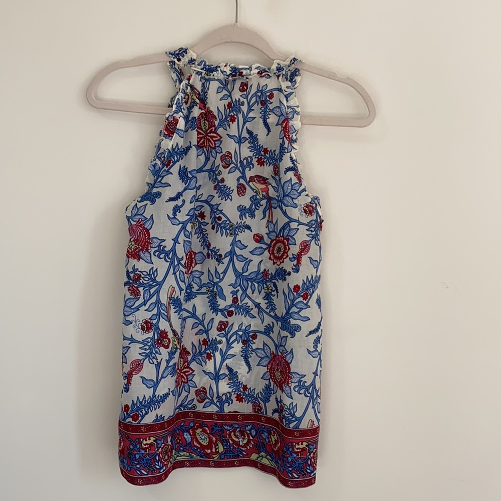 J.Crew Point Sur Sleeveless Ruffle Block Print Top - Picture 5 of 9